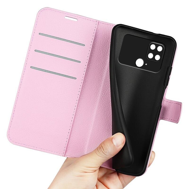 Litchi könyv tok a Xiaomi Poco C40-hez - rózsaszín