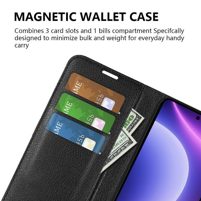 Litchi könyv tok a Xiaomi Poco F5-hez - fekete