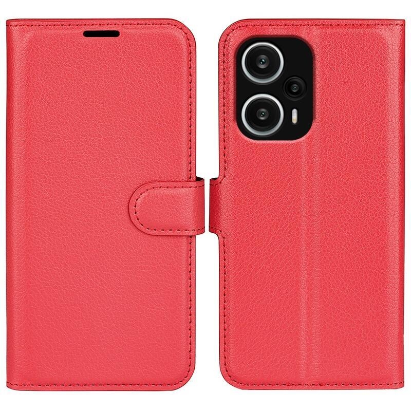 Litchi könyv tok a Xiaomi Poco F5-öshöz - piros
