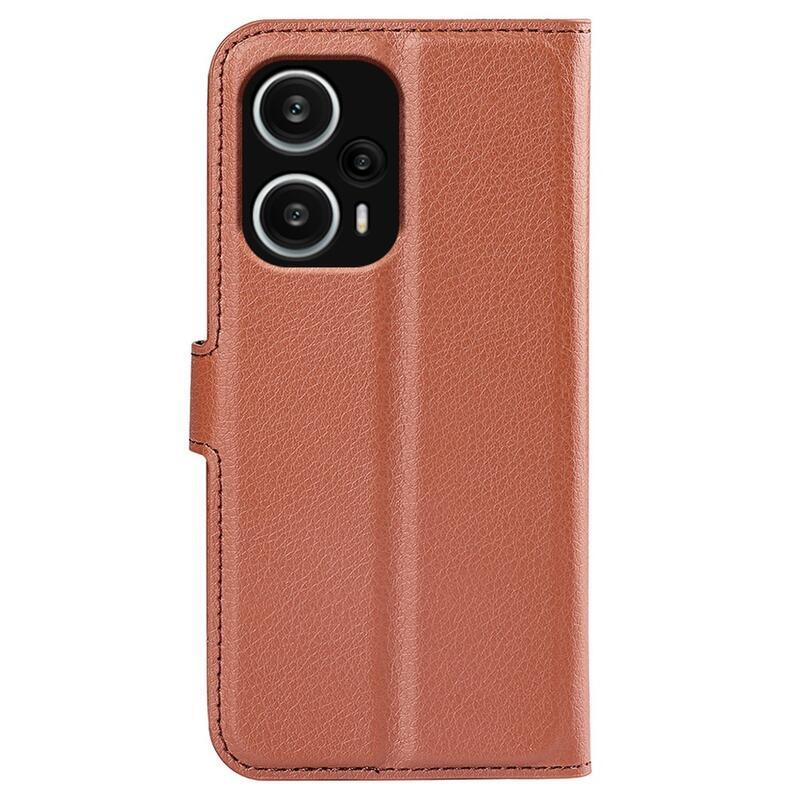 Litchi könyv tok Xiaomi Poco F5-hez - barna