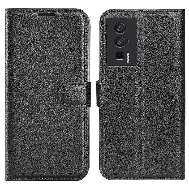 Litchi könyv tok Xiaomi Poco F5 Pro-hoz - fekete