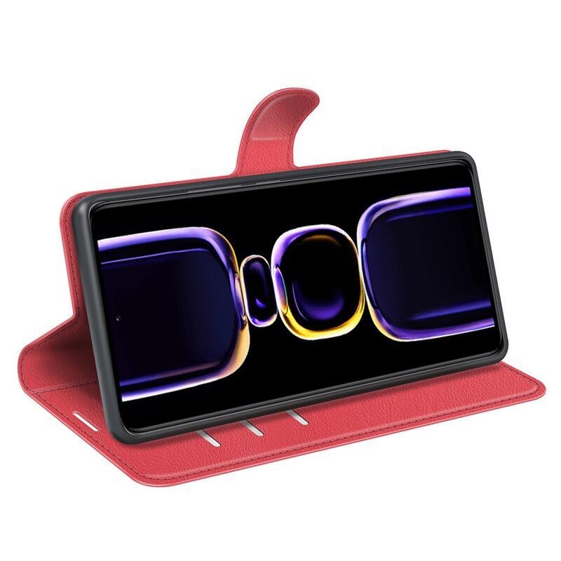 Litchi könyv tok a Xiaomi Poco F5 Pro-hoz - piros