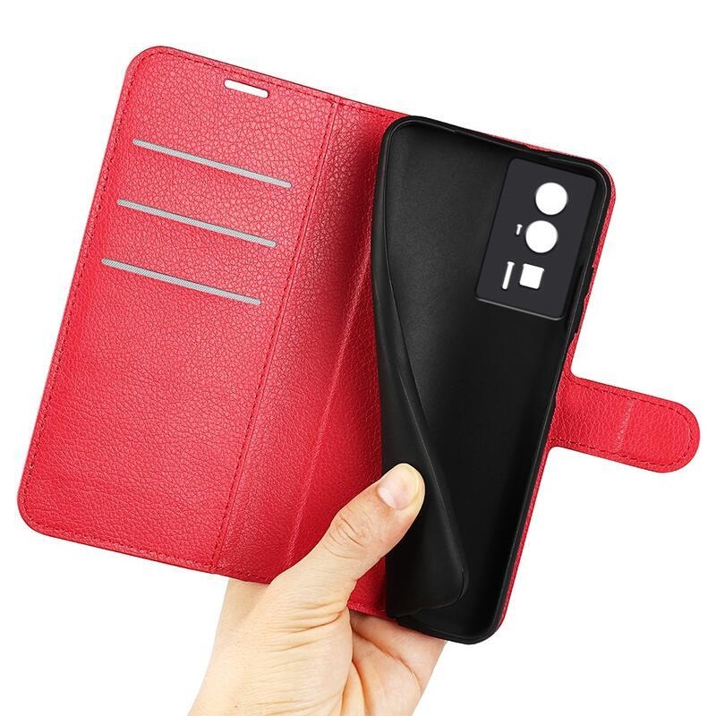 Litchi könyv tok a Xiaomi Poco F5 Pro-hoz - piros