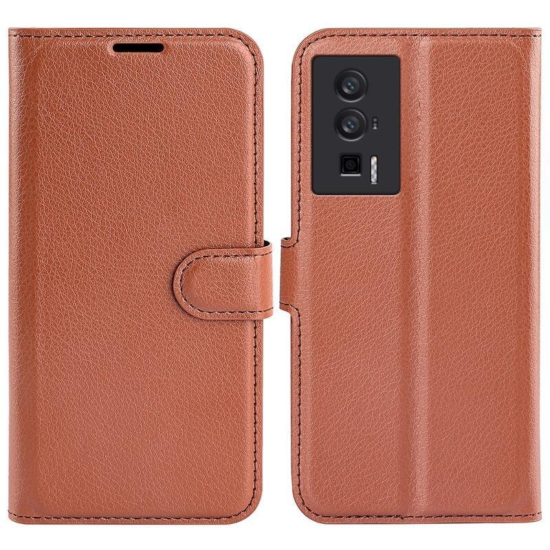 Litchi könyv tok a Xiaomi Poco F5 Pro-hoz - barna