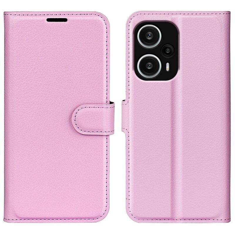 Litchi könyv tok a Xiaomi Poco F5-hez - rózsaszínű