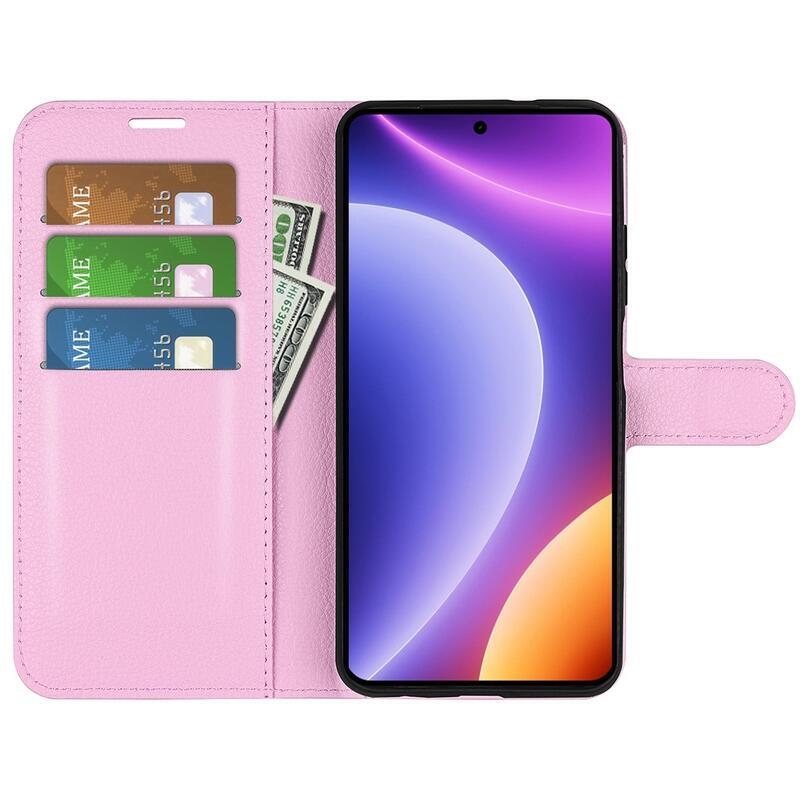 Litchi könyv tok a Xiaomi Poco F5-hez - rózsaszínű