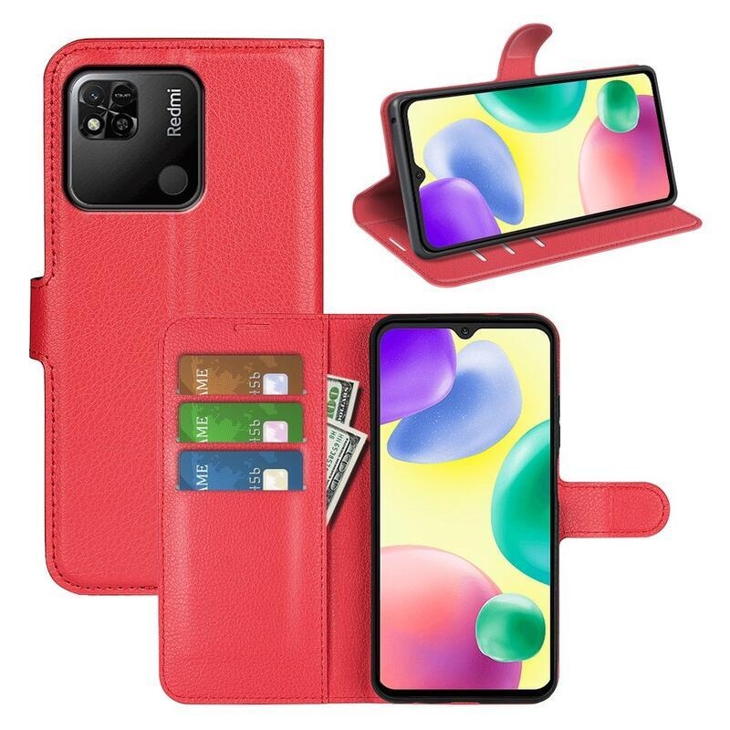 Litchi könyv tok Xiaomi Redmi 10A-hoz - piros