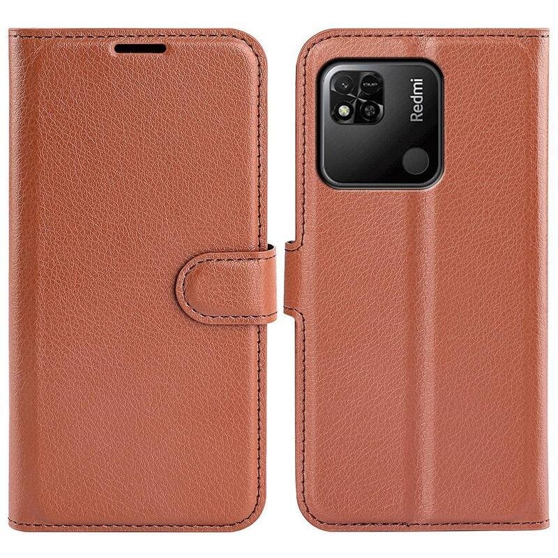 Litchi könyv tok a Xiaomi Redmi 10A-hoz - barna