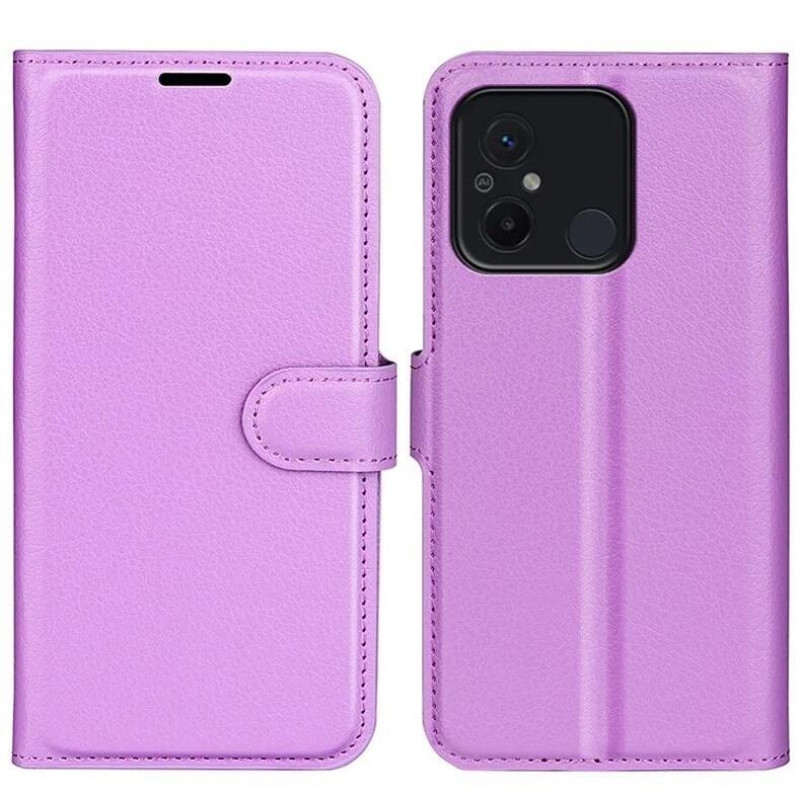 Litchi könyv tok Xiaomi Redmi 12C-hez - lila