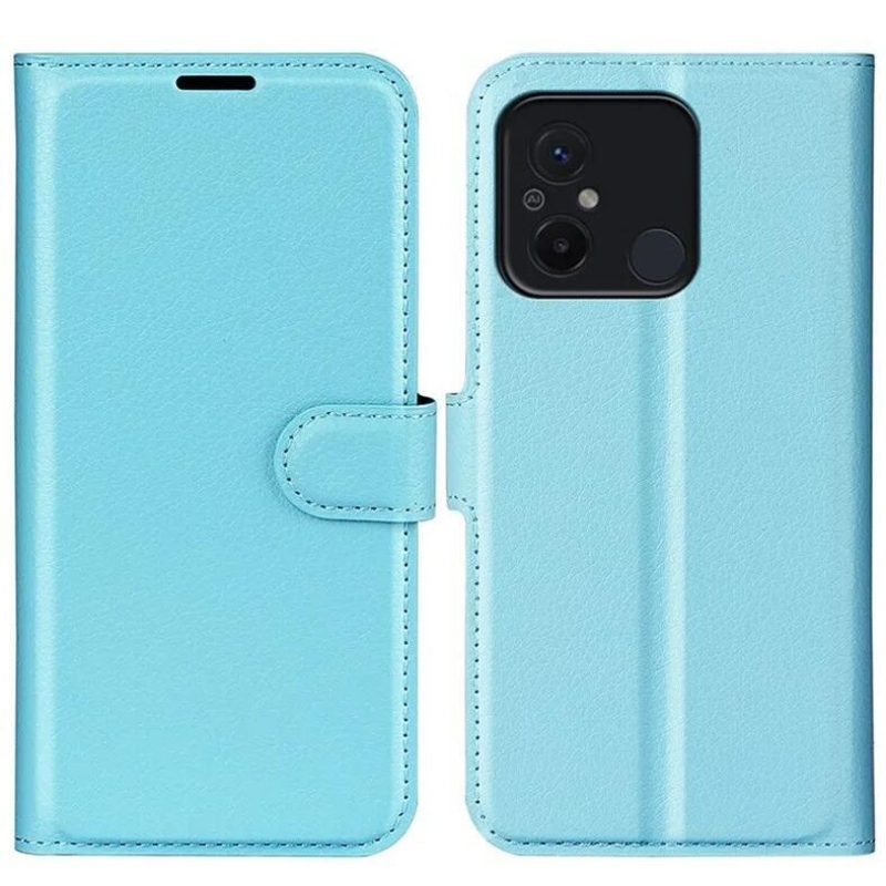 Litchi könyv tok Xiaomi Redmi 12C-hez - kék