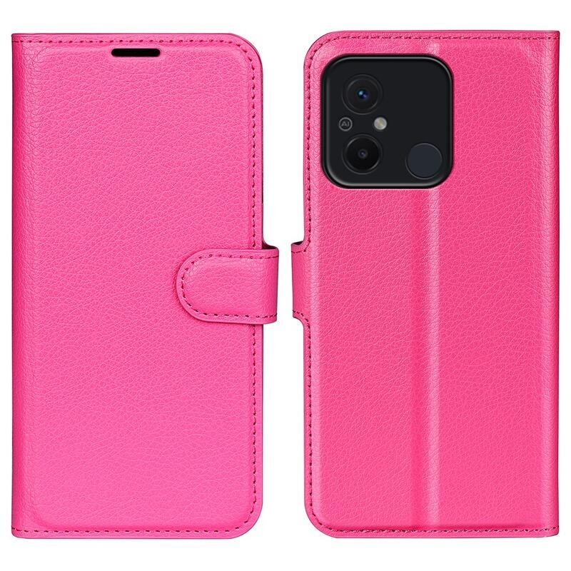 Litchi könyv tok a Xiaomi Redmi 12C-hez - rózsaszínű