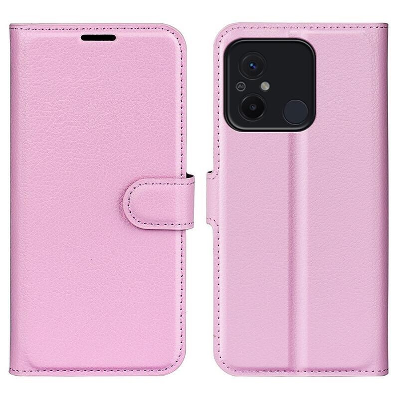 Litchi könyv tok Xiaomi Redmi 12C-hez - rózsaszínű