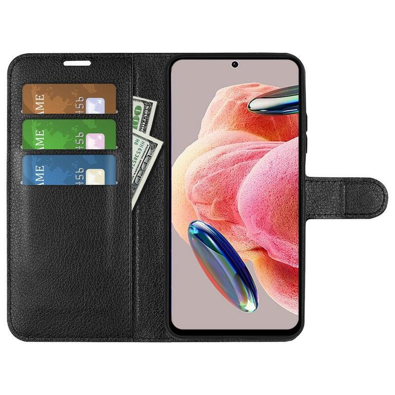 Litchi könyv tok Xiaomi Redmi Note 12 4G-hez - fekete