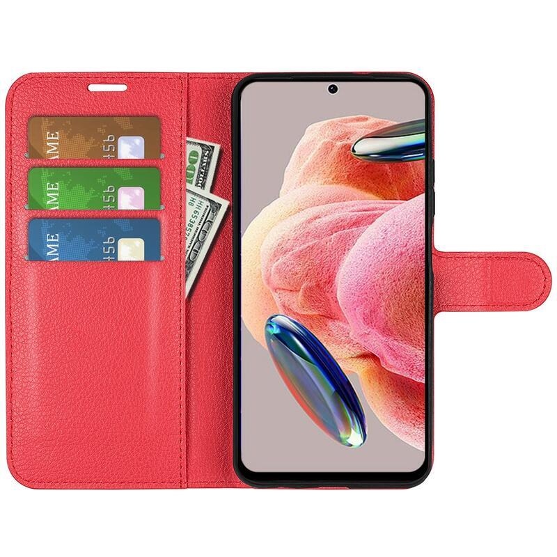Litchi könyv tok Xiaomi Redmi Note 12 4G - piros