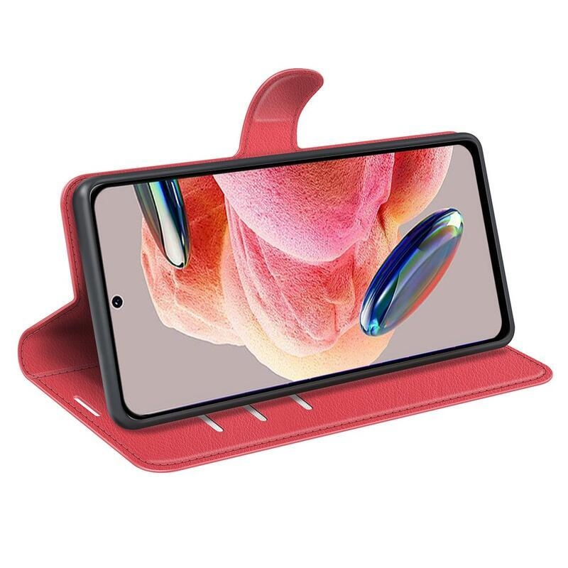 Litchi könyv tok Xiaomi Redmi Note 12 4G - piros