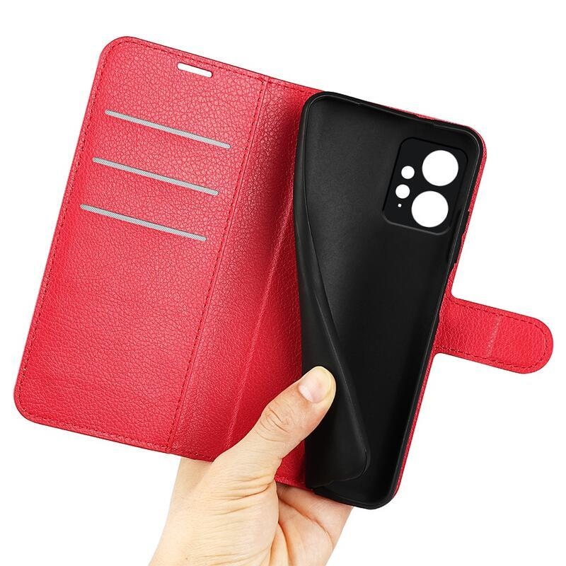 Litchi könyv tok Xiaomi Redmi Note 12 4G - piros
