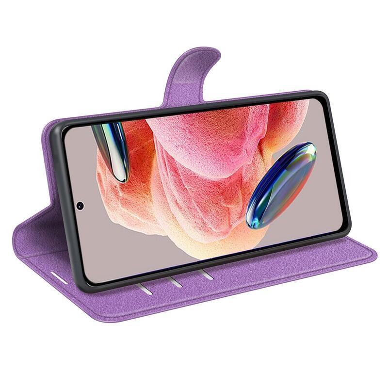 Litchi könyv tok Xiaomi Redmi Note 12 4G-hez - lila
