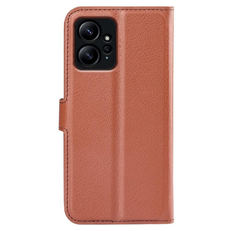 Litchi könyv tok Xiaomi Redmi Note 12 4G-hez - barna