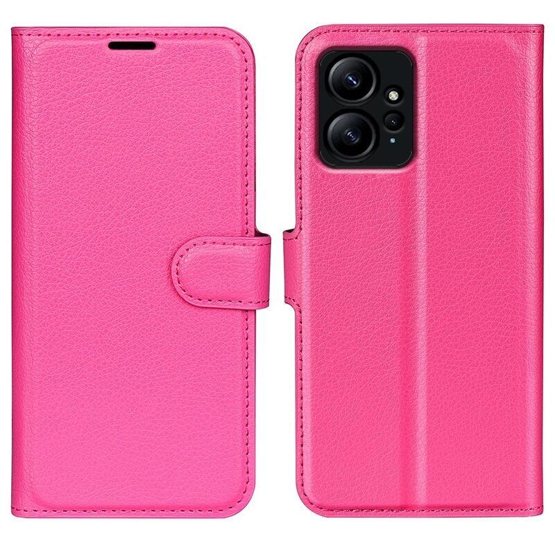 Litchi könyv tok Xiaomi Redmi Note 12 4G - rózsaszínű