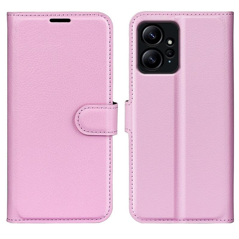 Litchi könyv tok Xiaomi Redmi Note 12 4G - rózsaszínű