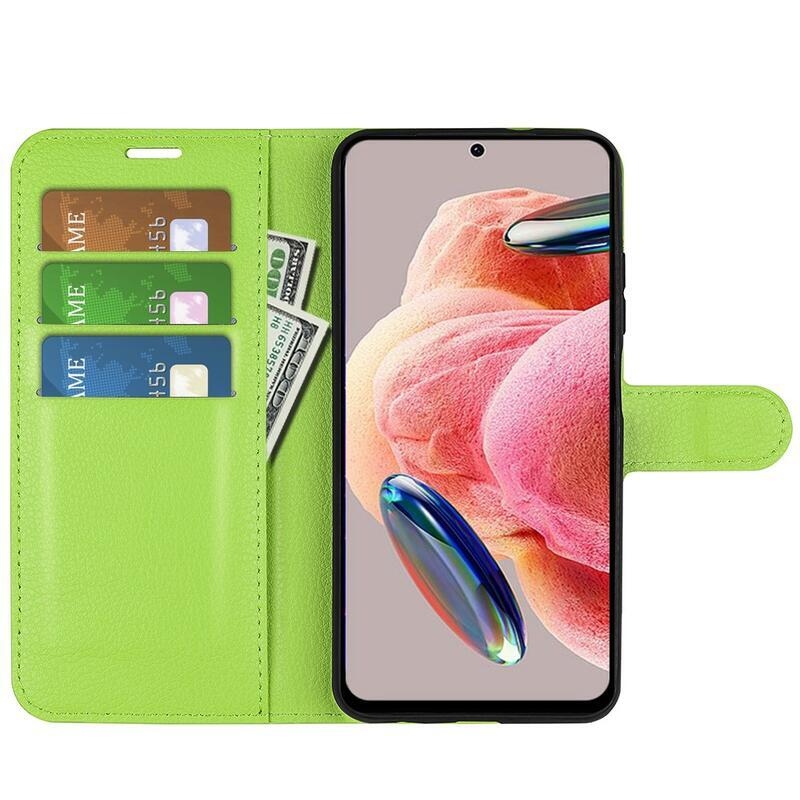 Litchi könyv tok Xiaomi Redmi Note 12 4G-hez - zöld