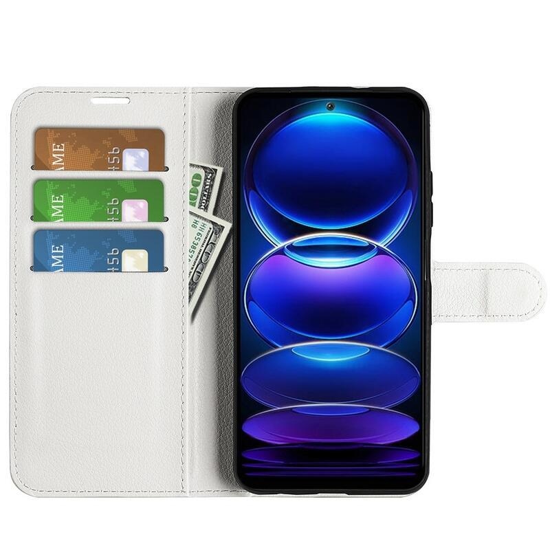 Litchi könyv tok Xiaomi Redmi Note 12 5G/Poco X5 5G - fehér
