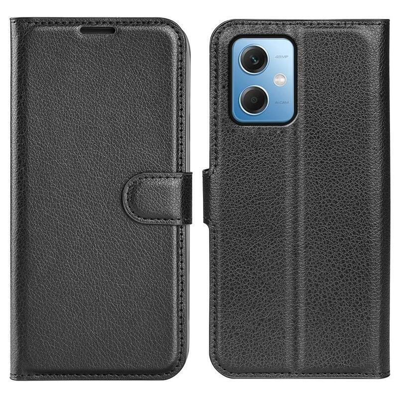 Litchi könyv tok Xiaomi Redmi Note 12 5G/Poco X5 5G - fekete