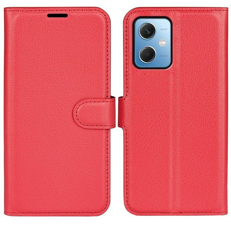 Litchi könyv tok Xiaomi Redmi Note 12 5G/Poco X5 5G - piros