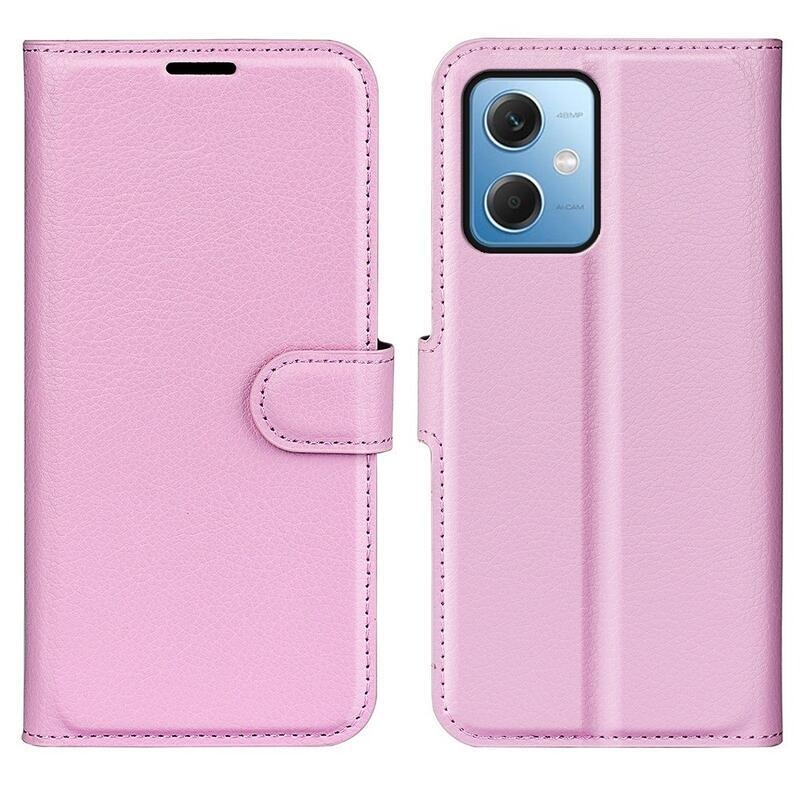 Litchi könyv tok Xiaomi Redmi Note 12 5G/Poco X5 5G - rózsaszínű