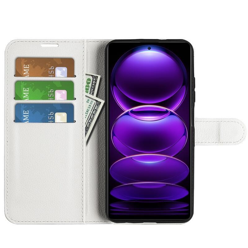 Litchi könyv tok Xiaomi Redmi Note 12 Pro+ 5G - fehér