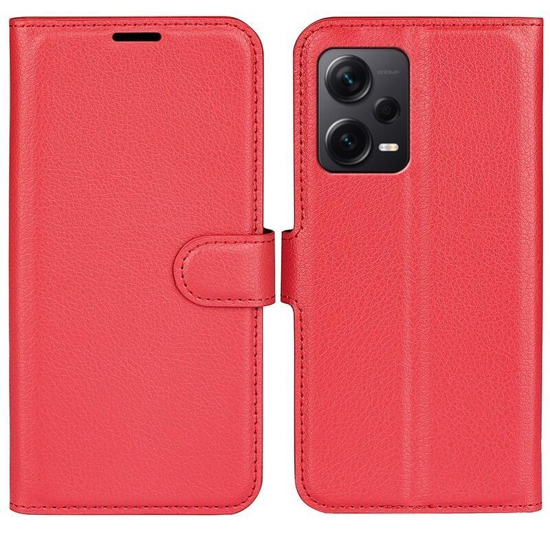 Litchi könyv tok a Xiaomi Redmi Note 12 Pro+ 5G-hez - piros