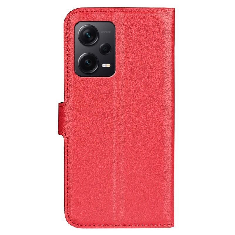 Litchi könyv tok a Xiaomi Redmi Note 12 Pro+ 5G-hez - piros