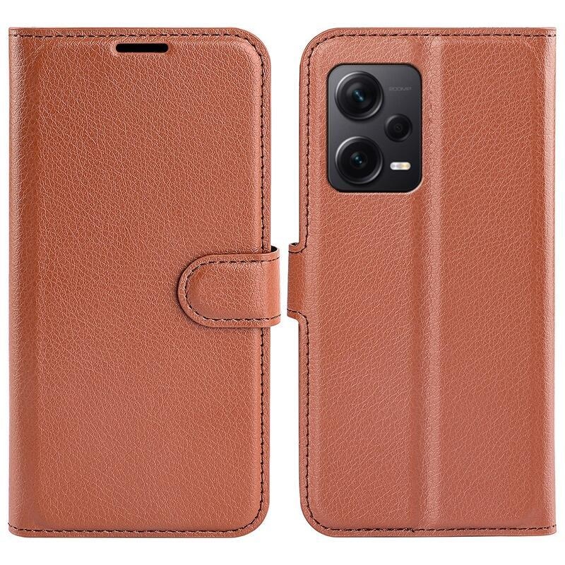 Litchi könyv tok Xiaomi Redmi Note 12 Pro+ 5G - barna színben