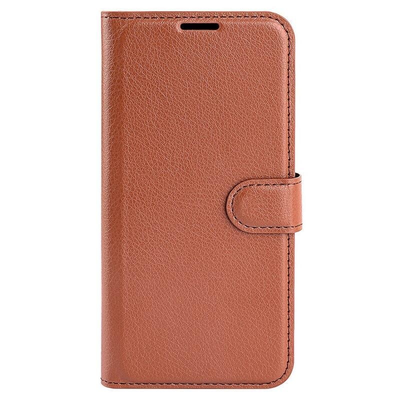 Litchi könyv tok Xiaomi Redmi Note 12 Pro+ 5G - barna színben