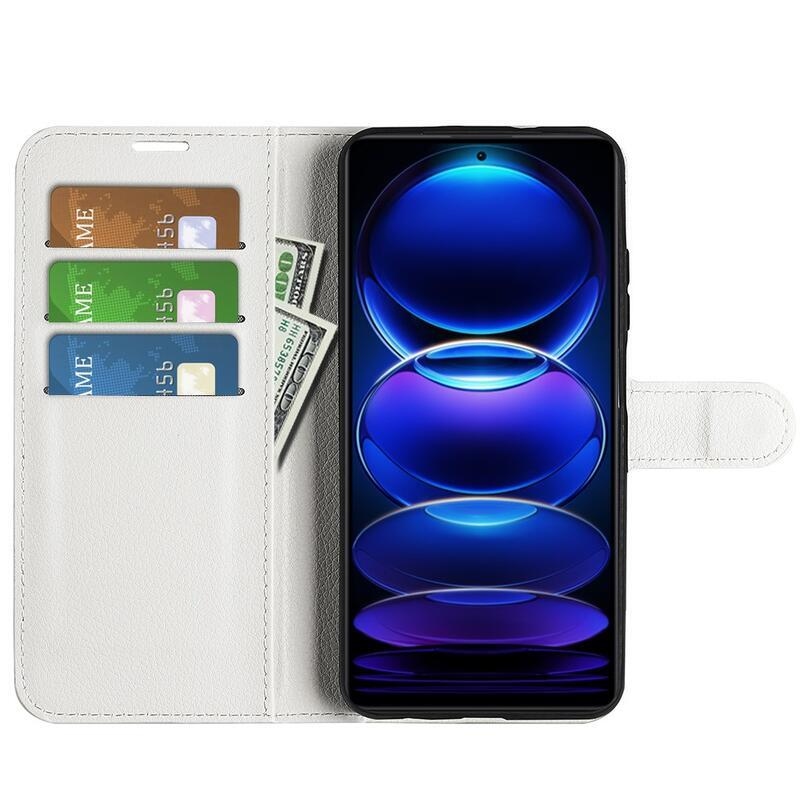 Litchi könyv tok Xiaomi Redmi Note 12 Pro 5G/Poco X5 Pro 5G - fehér