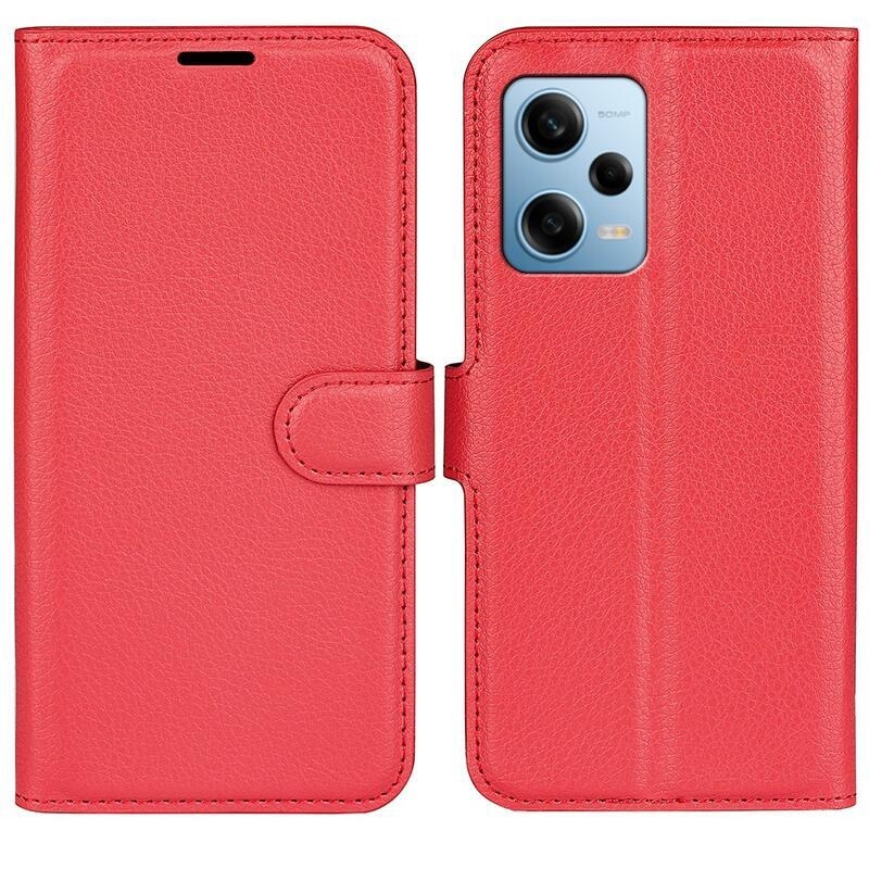 Litchi könyv tok Xiaomi Redmi Note 12 Pro 5G/Poco X5 Pro 5G - piros