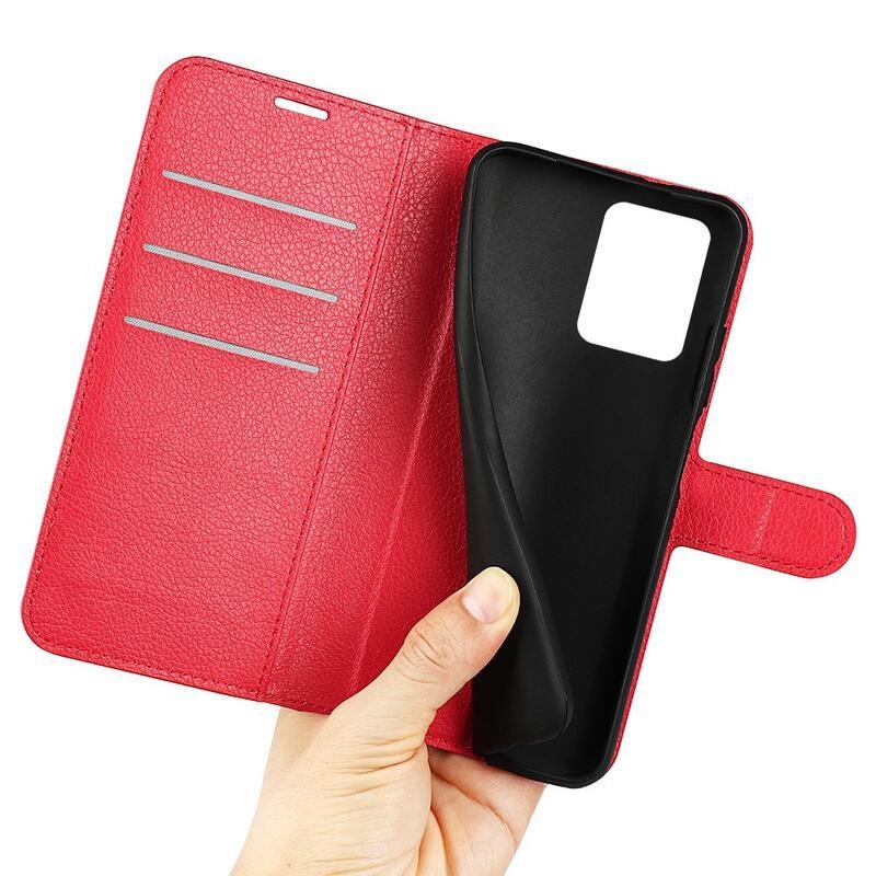 Litchi könyv tok Xiaomi Redmi Note 12 Pro 5G/Poco X5 Pro 5G - piros