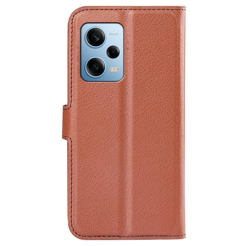 Litchi könyv tok Xiaomi Redmi Note 12 Pro 5G/Poco X5 Pro 5G - barna színben