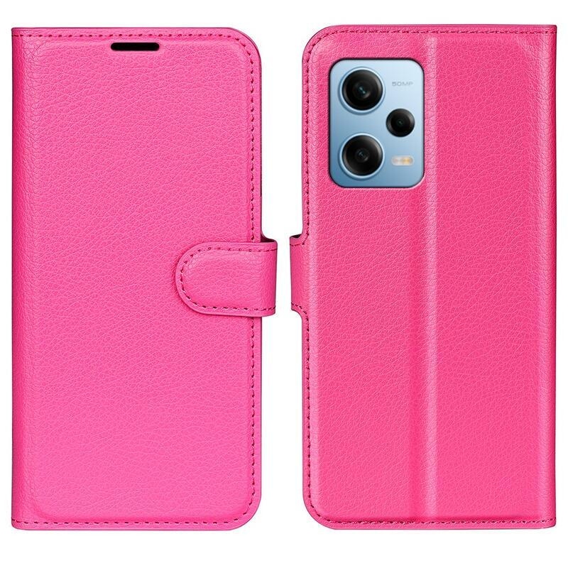 Litchi könyv tok Xiaomi Redmi Note 12 Pro 5G/Poco X5 Pro 5G - rózsa