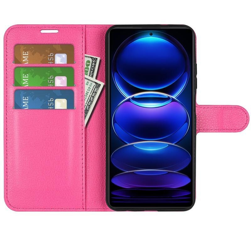 Litchi könyv tok Xiaomi Redmi Note 12 Pro 5G/Poco X5 Pro 5G - rózsa