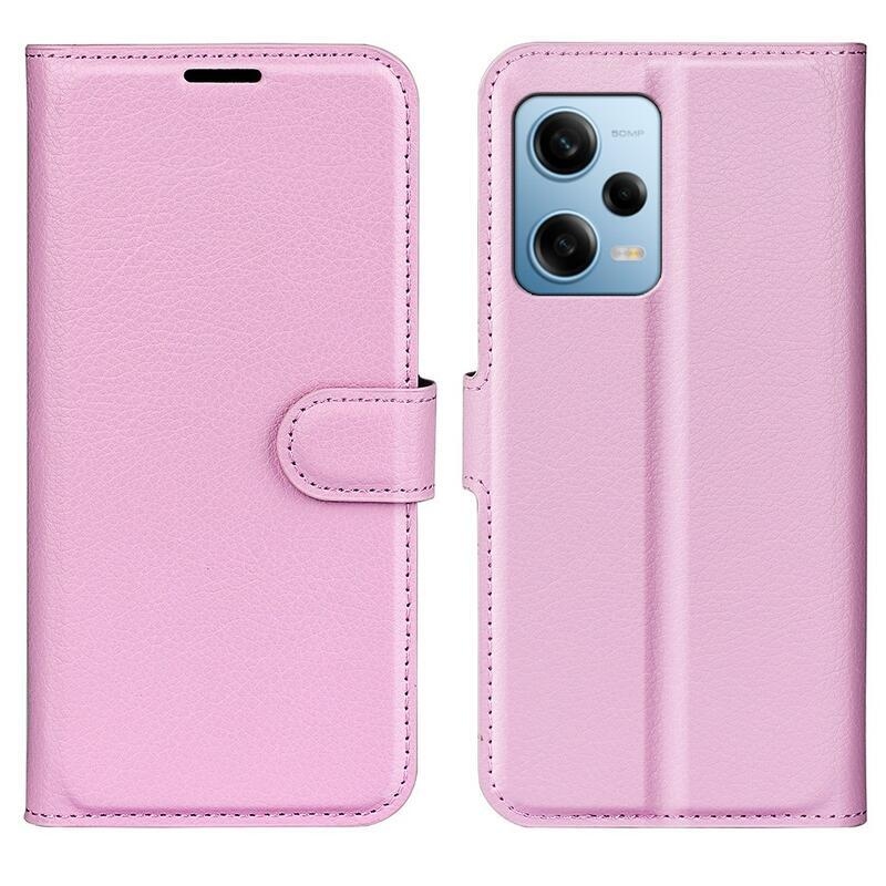 Litchi könyv tok Xiaomi Redmi Note 12 Pro 5G/Poco X5 Pro 5G - rózsaszínű
