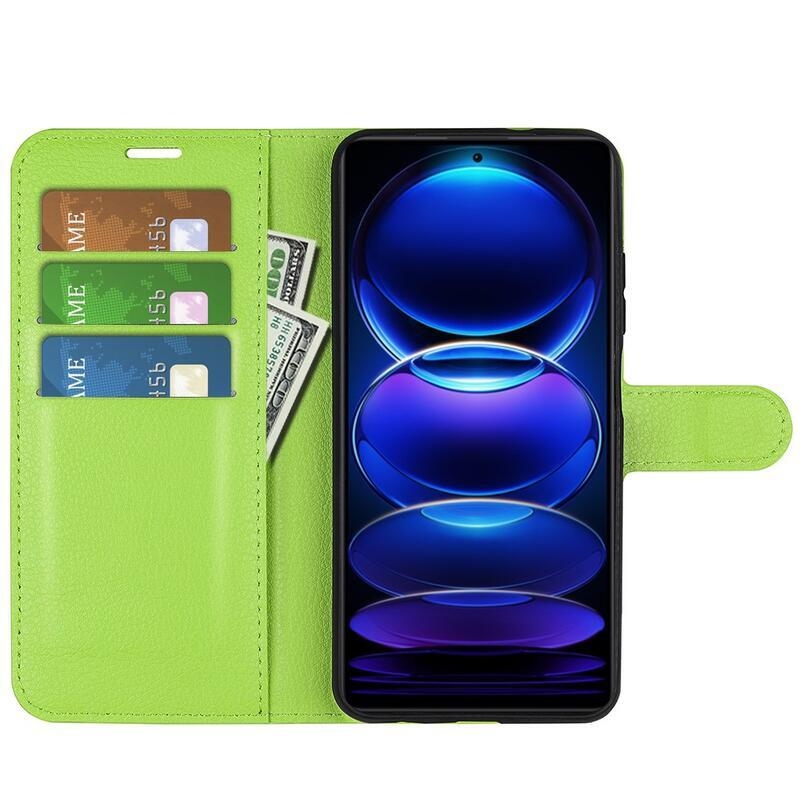 Litchi könyv tok Xiaomi Redmi Note 12 Pro 5G/Poco X5 Pro 5G - zöld