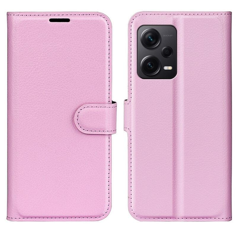 Litchi könyv tok Xiaomi Redmi Note 12 Pro+ 5G - rózsaszínű