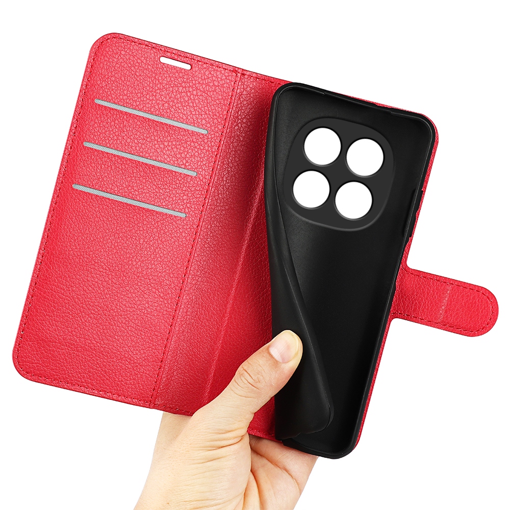 Litchi könyv tok a Xiaomi Redmi Note 15 Pro+ 5G-hez - piros