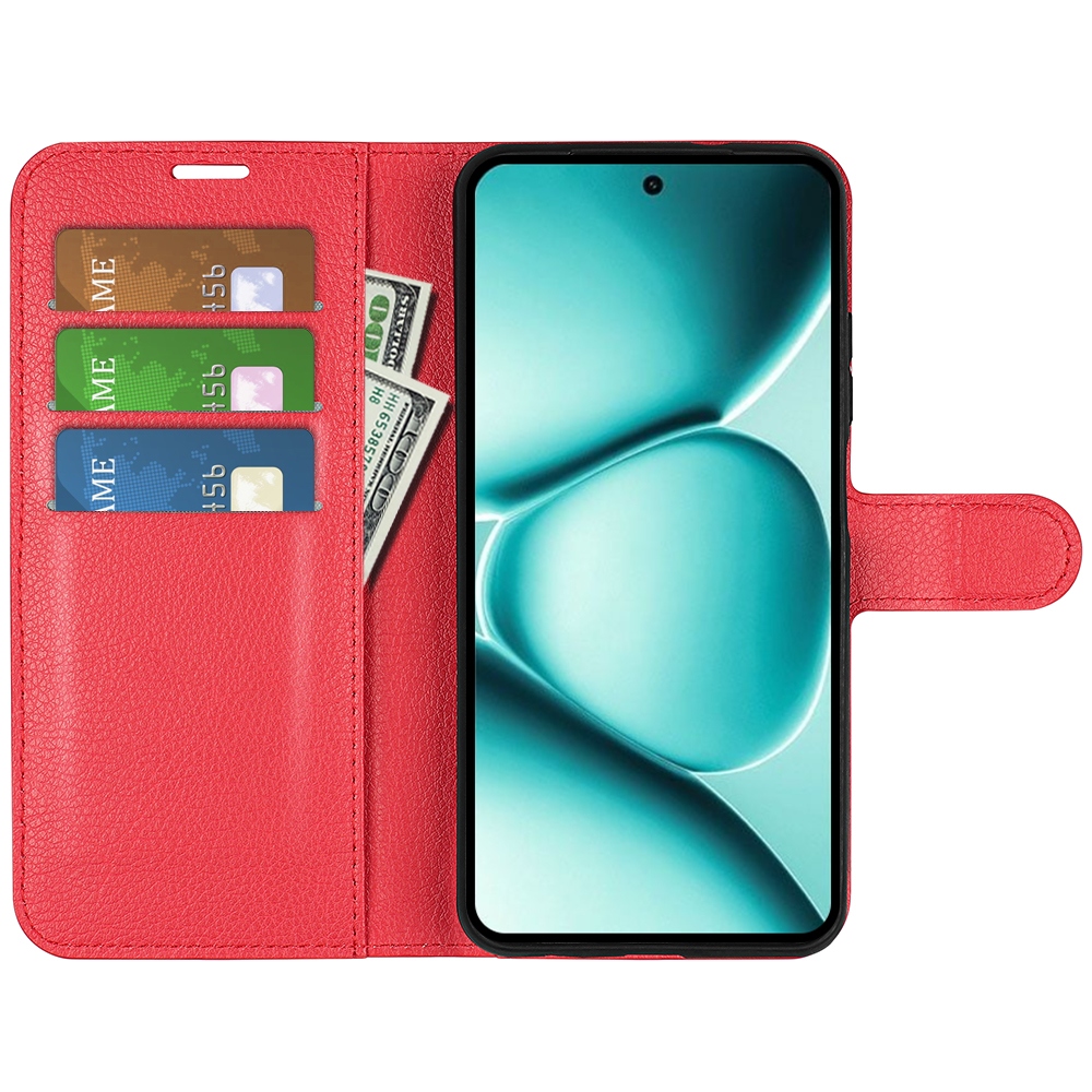 Litchi könyv tok a Xiaomi Redmi Note 15 Pro+ 5G-hez - piros