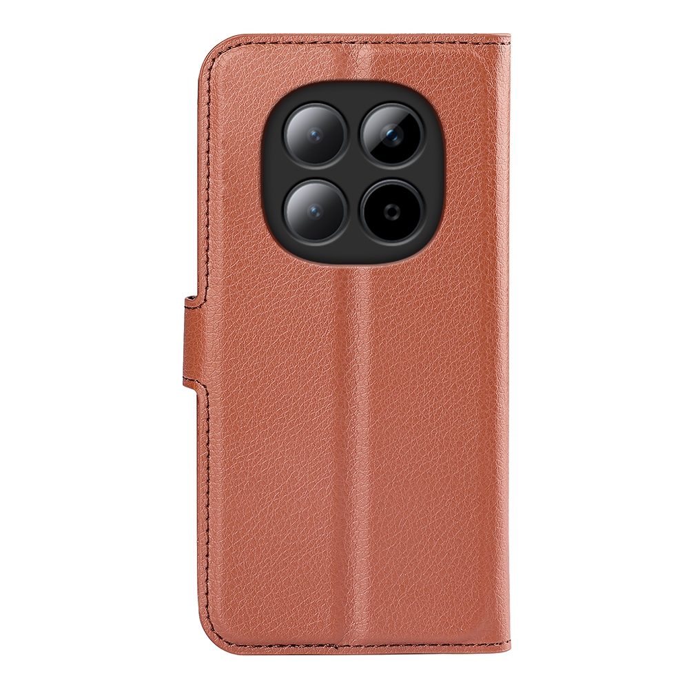 Litchi könyv tok Xiaomi Redmi Note 15 Pro+ 5G - barna színben