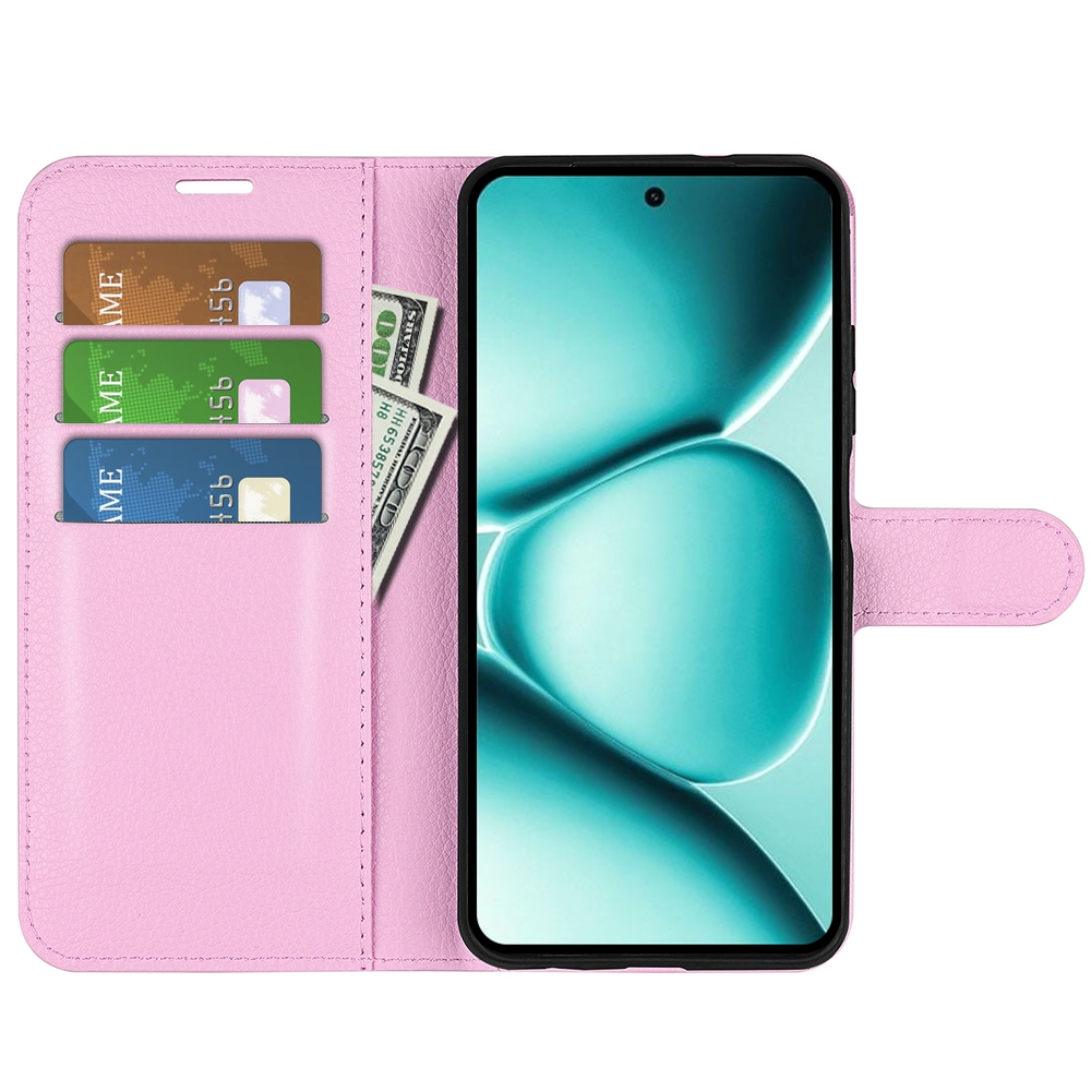 Litchi könyv tok Xiaomi Redmi Note 15 Pro+ 5G - rózsaszínű