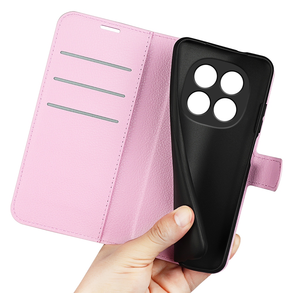 Litchi könyv tok Xiaomi Redmi Note 15 Pro+ 5G - rózsaszínű