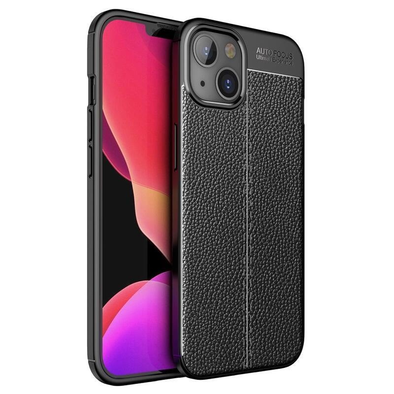 Litchi tartós zselés tok iPhone 14 Plus készülékhez - fekete