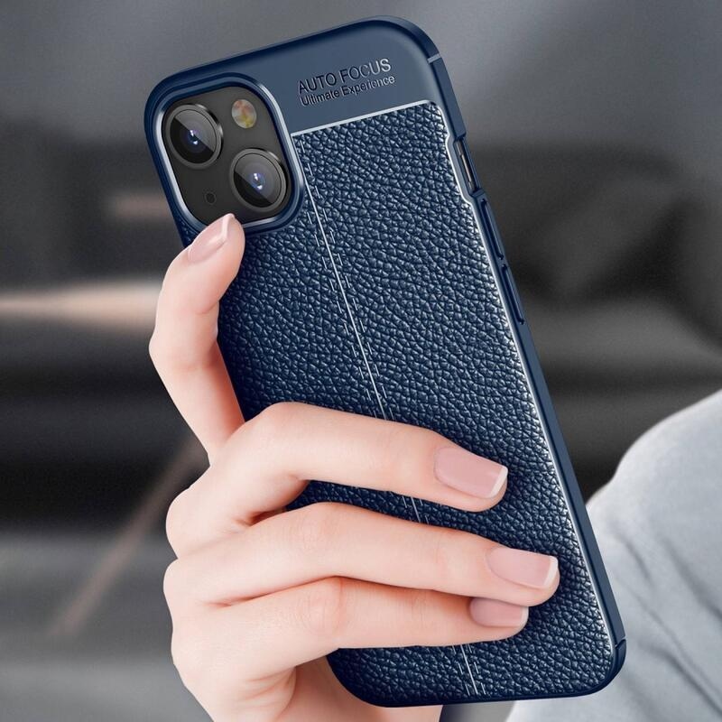 Litchi tartós zselés tok iPhone 14 Plus készülékhez - kék